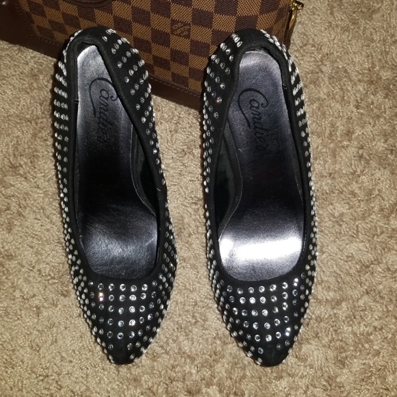 Black RHINESTONES DIAMONDS SHINY sexy 6 INCH HEELS - Picture 6 of 8